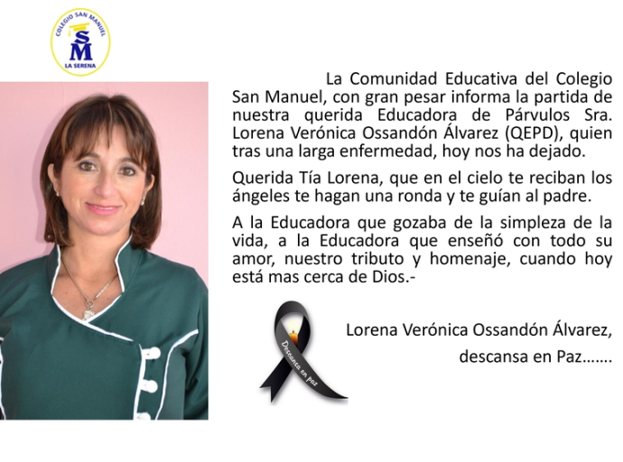 CONDOLENCIAS TÍA LORENA OSSANDÓN