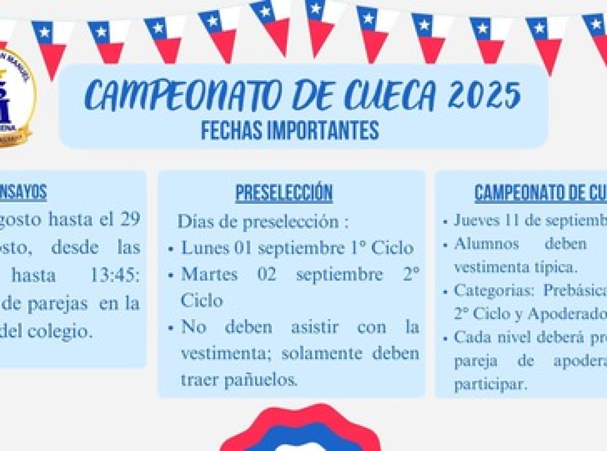 CAMPEONATO DE CUECA 2025 - FECHAS IMPORTANTES